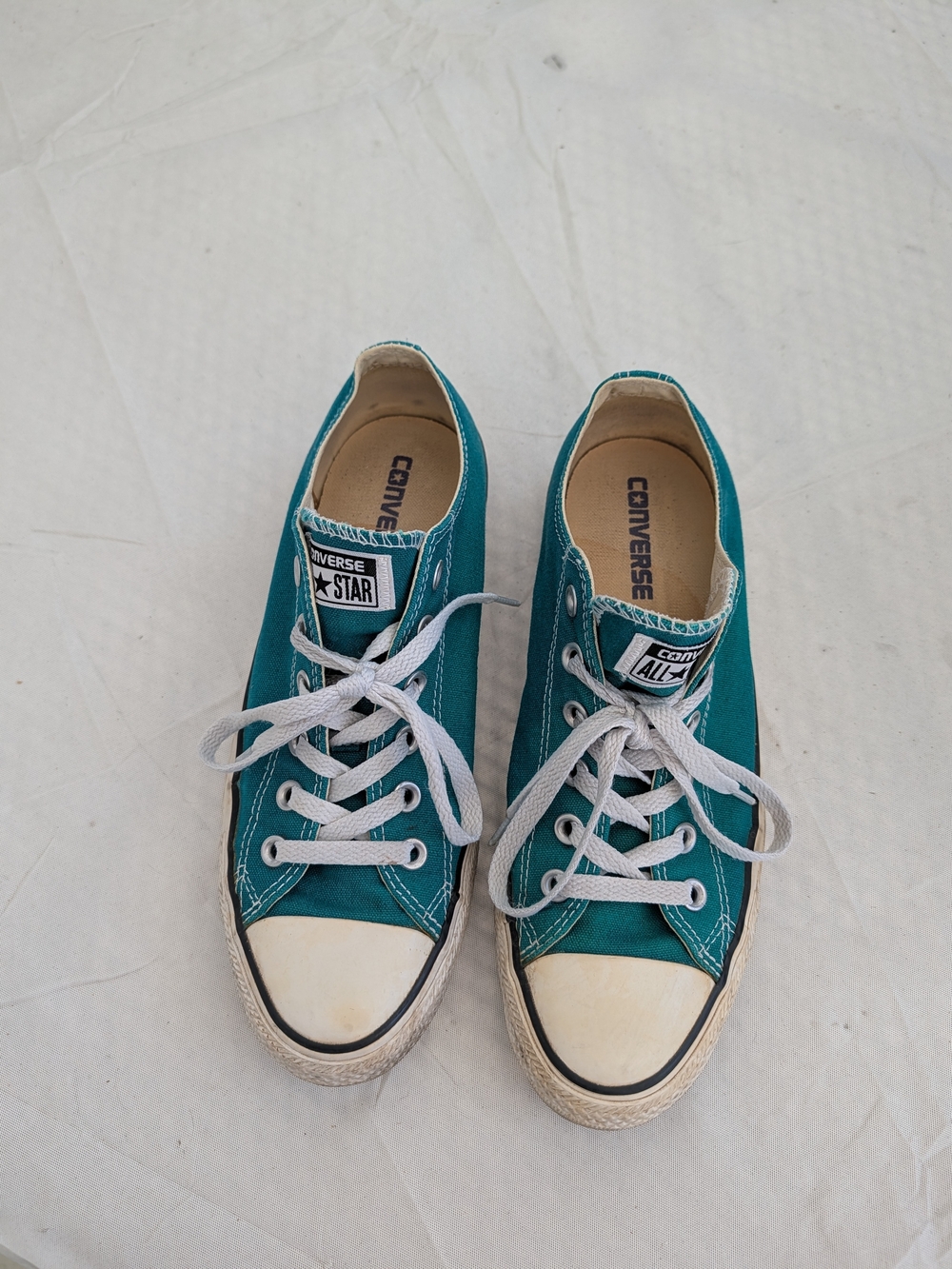 Converse Teal Low-Top Canvas Sneakers with White Laces